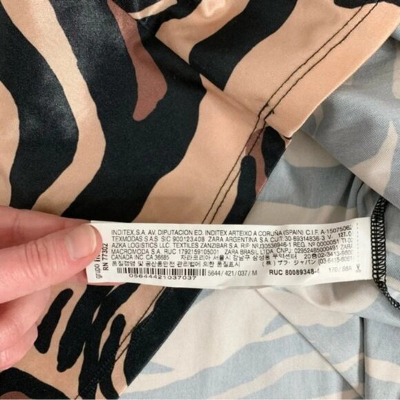 Zara Tiger Animal Print Cowl Neck Satin Slip Mini Dress Size Medium Brown Tan - Picture 12 of 16